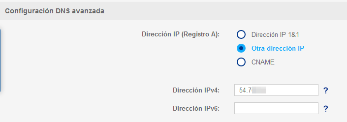 DNS configuration IP direction Elastic IP